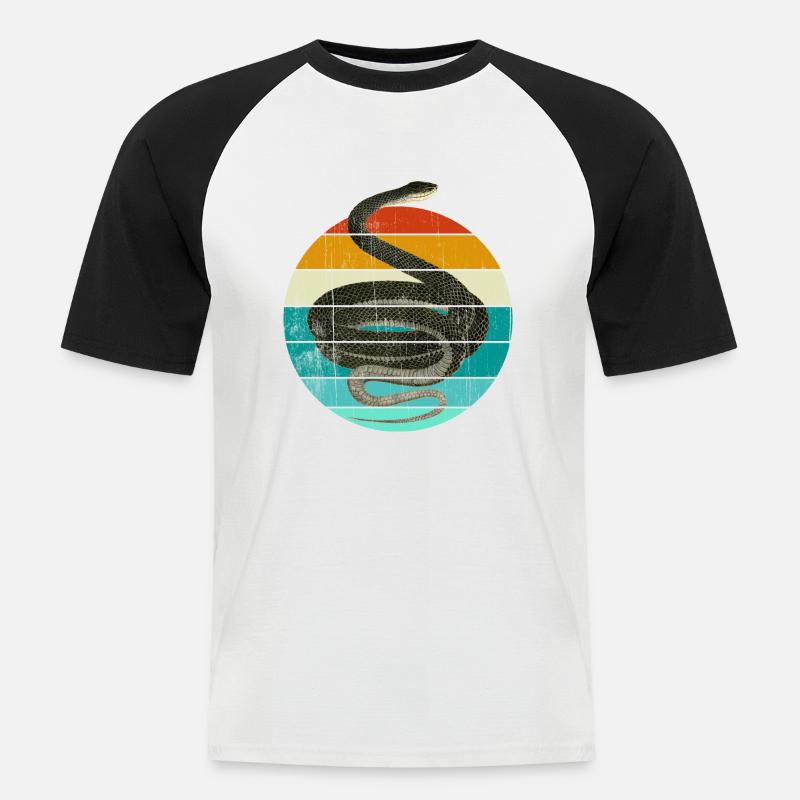 Coluber Constrictor Schwarznatter Schlange - Männer Baseball-T-Shirt - Weiß/Schwarz