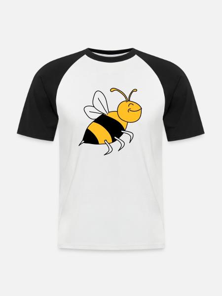 Happy Bee - Men's Baseball T-Shirt - white/black