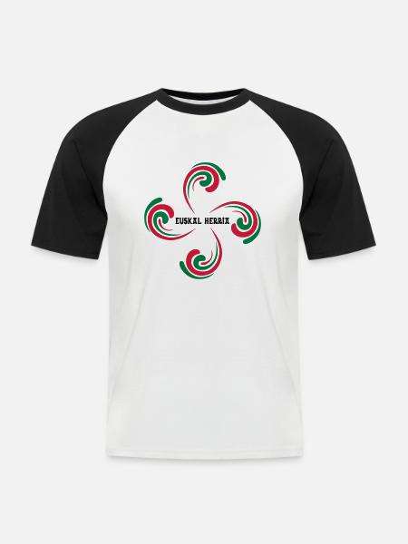 Croix Basque - T-shirt baseball manches courtes Homme - blanc/noir
