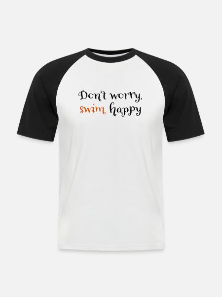 schwimmen - T-shirt baseball manches courtes Homme - blanc/noir