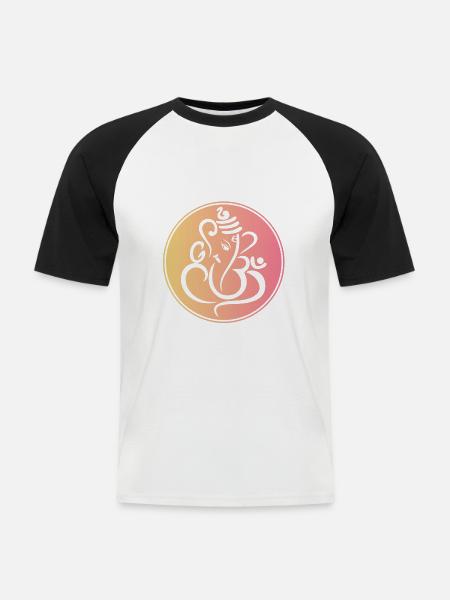 Minimalistischer Ganesh-Hindu-Elefant - Männer Baseball-T-Shirt - Weiß/Schwarz