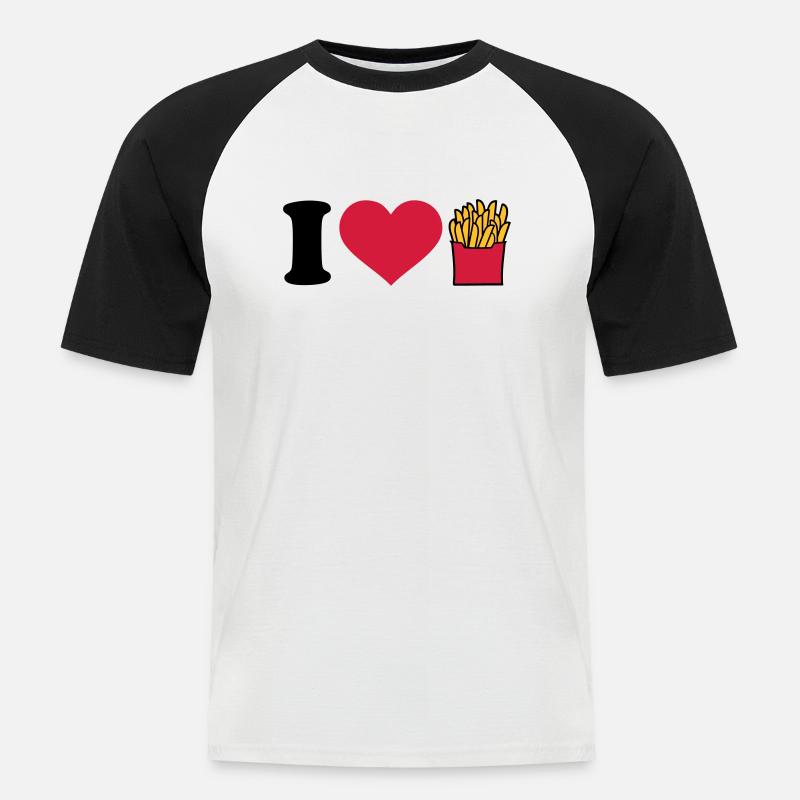 Pommes - Männer Baseball-T-Shirt - Weiß/Schwarz