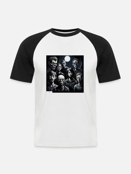 Monster Menschen Porträt - Männer Baseball-T-Shirt - Weiß/Schwarz