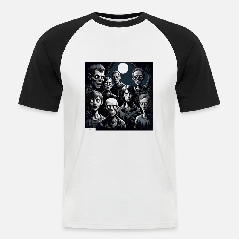 Monster Menschen Porträt - Männer Baseball-T-Shirt - Weiß/Schwarz