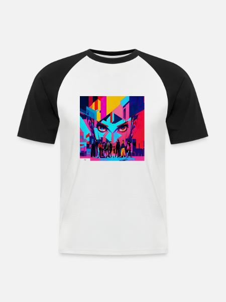 Freunde mit digitalem Blick - Männer Baseball-T-Shirt - Weiß/Schwarz