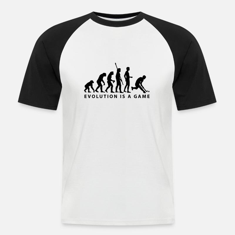 evolution_herren_hockey_b_1c - Männer Baseball-T-Shirt - Weiß/Schwarz