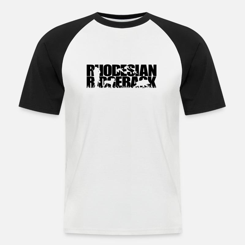 RHODESIAN RIDGEBACK Jagd - Männer Baseball-T-Shirt - Weiß/Schwarz