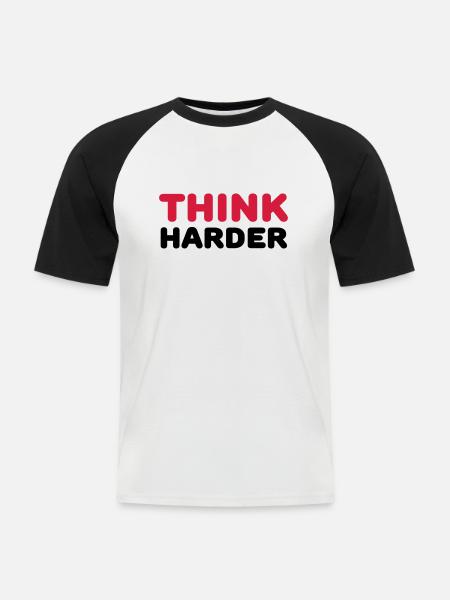 Think harder - T-shirt baseball manches courtes Homme - blanc/noir