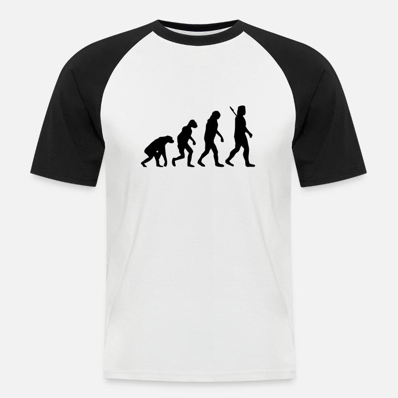 Evolution - Männer Baseball-T-Shirt - Weiß/Schwarz