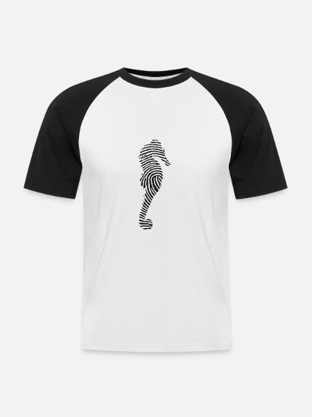 Hippocampe hippocampe - T-shirt baseball manches courtes Homme - blanc/noir