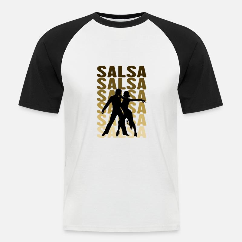 Salsa dance - Männer Baseball-T-Shirt - Weiß/Schwarz