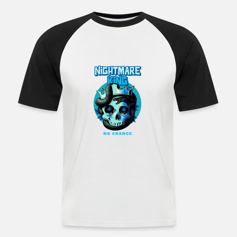 Nightmare King - Männer Baseball-T-Shirt - Weiß/Schwarz