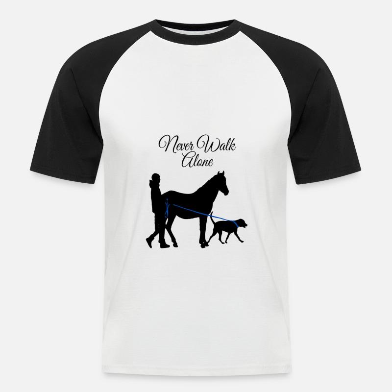 Never Walk Alone Hund Pferd - Männer Baseball-T-Shirt - Weiß/Schwarz