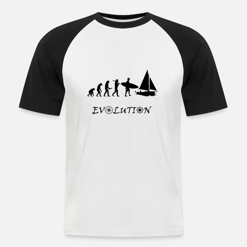 evolution noir - T-shirt baseball manches courtes Homme - blanc/noir
