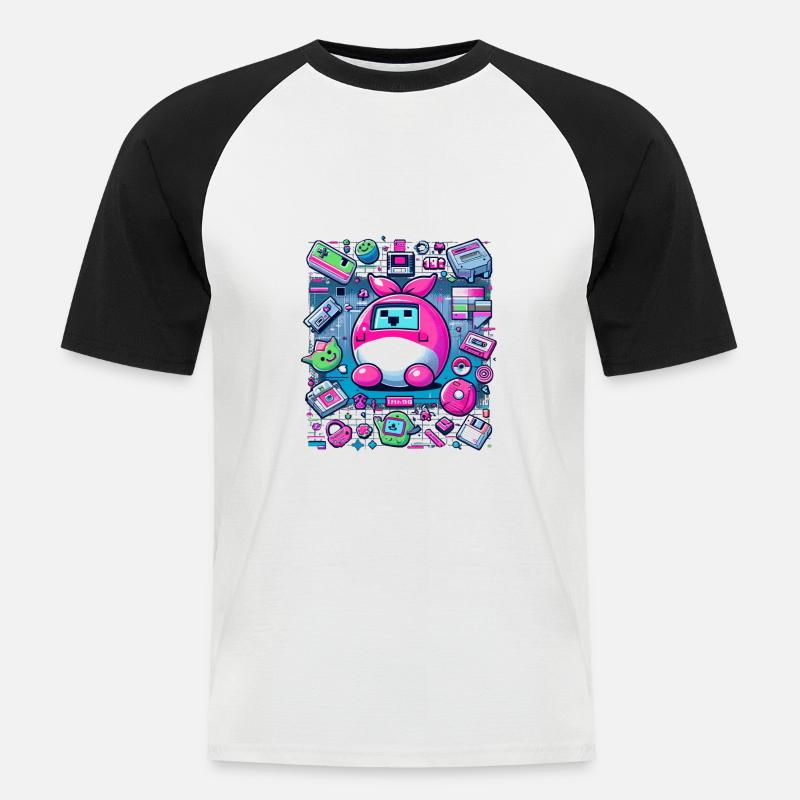 90s Tech Nostalgia - Männer Baseball-T-Shirt - Weiß/Schwarz