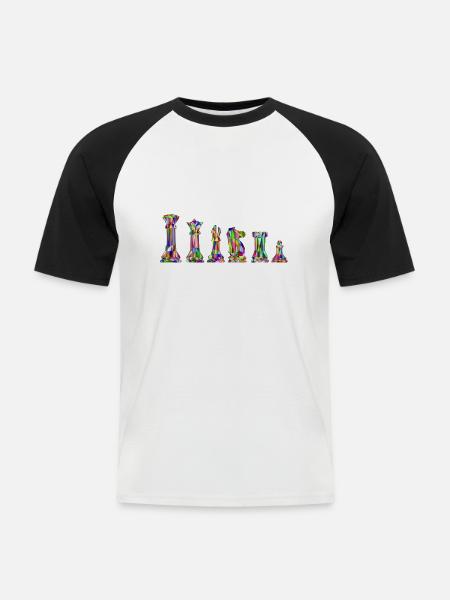 Buntes Schach - Männer Baseball-T-Shirt - Weiß/Schwarz