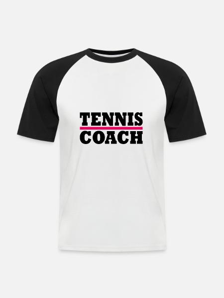 Tennis coach - Männer Baseball-T-Shirt - Weiß/Schwarz