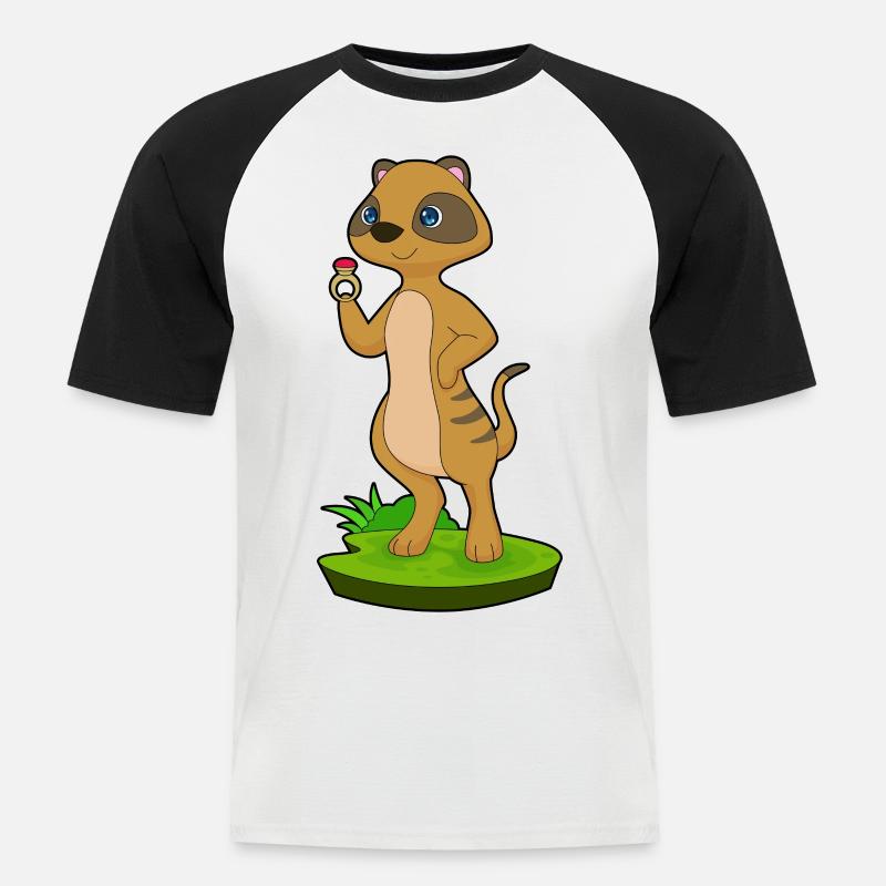 Erdmännchen Ring - Männer Baseball-T-Shirt - Weiß/Schwarz