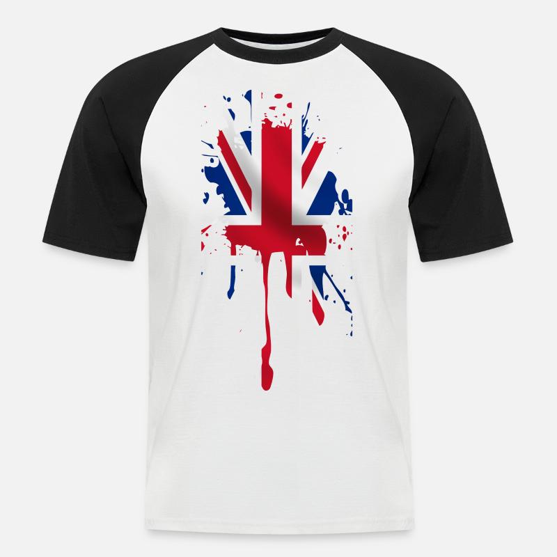 union jack - Men's Baseball T-Shirt - white/black