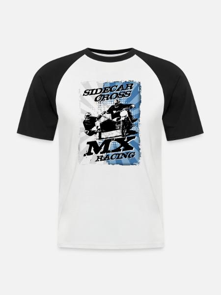 Sidecar Moto Cross - Männer Baseball-T-Shirt - Weiß/Schwarz