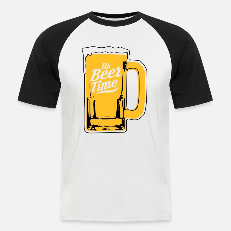 Bier Design - Männer Baseball-T-Shirt - Weiß/Schwarz