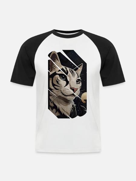 Amuri-Katze - Männer Baseball-T-Shirt - Weiß/Schwarz