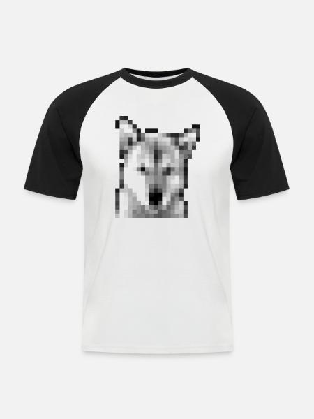 Jindo Mosaik - Männer Baseball-T-Shirt - Weiß/Schwarz
