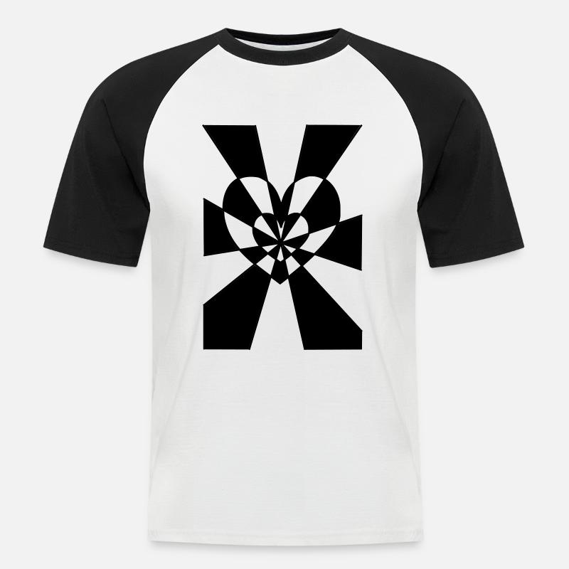 Herzensstrahl - Männer Baseball-T-Shirt - Weiß/Schwarz