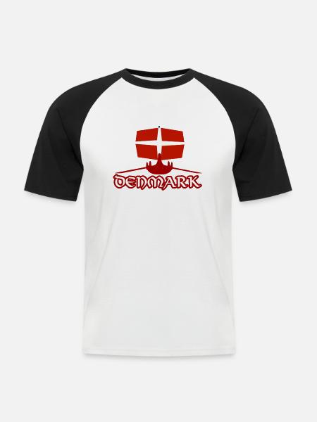 Denmark - Männer Baseball-T-Shirt - Weiß/Schwarz
