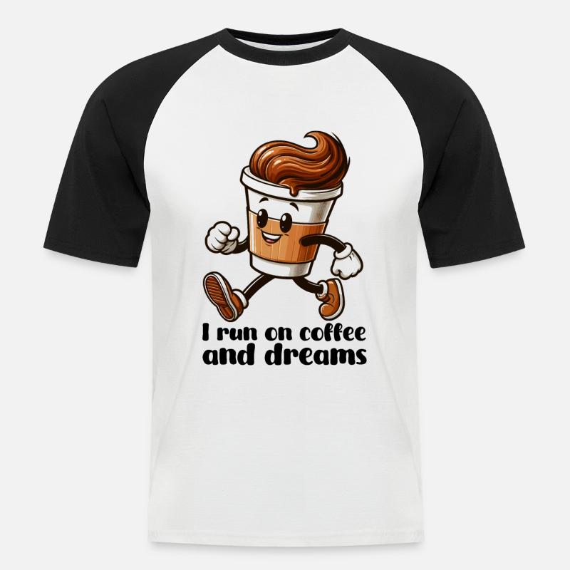 Kaffee Träume Geschenk - Männer Baseball-T-Shirt - Weiß/Schwarz