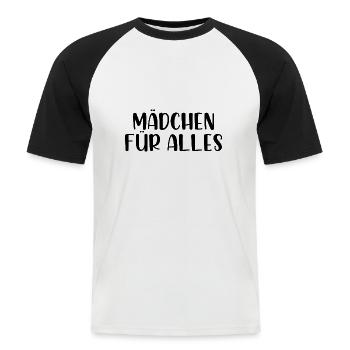 Mädchen für alles - Männer Baseball-T-Shirt - Weiß/Schwarz - Vorne - Nik (191cm)
