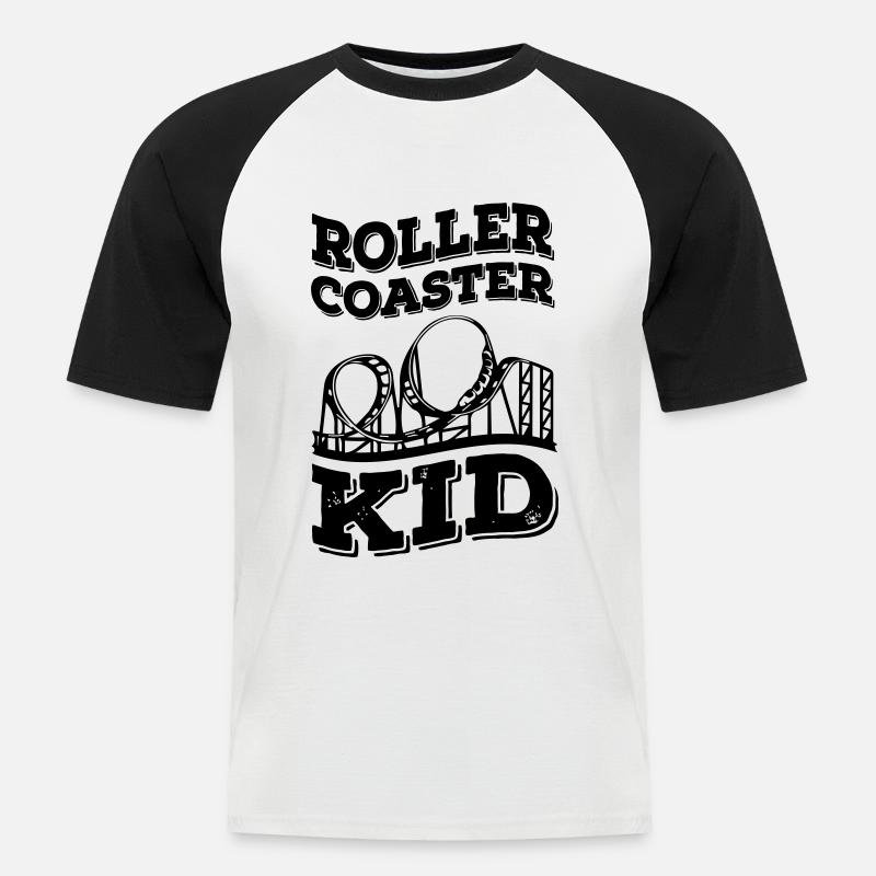 Roller Coaster Kids - Männer Baseball-T-Shirt - Weiß/Schwarz