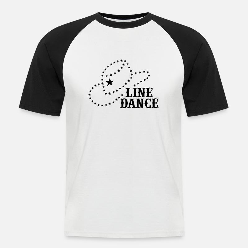 LINE DANCE HAT - Männer Baseball-T-Shirt - Weiß/Schwarz