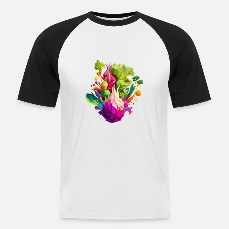 Gemüse verschiedene Arten Abstrakt - Männer Baseball-T-Shirt - Weiß/Schwarz