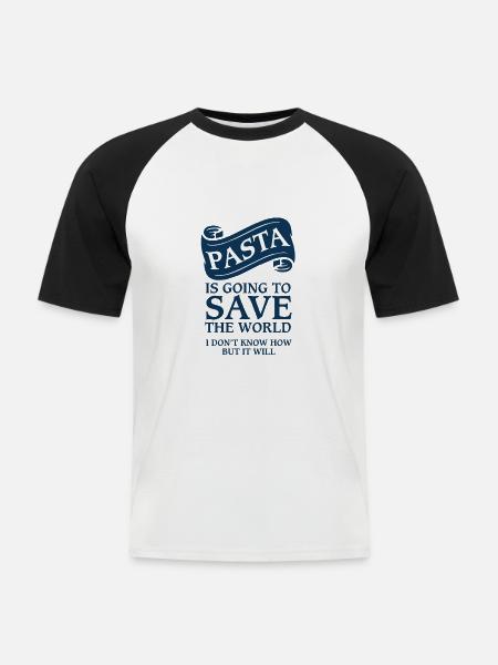Pasta Nudeln - Männer Baseball-T-Shirt - Weiß/Schwarz