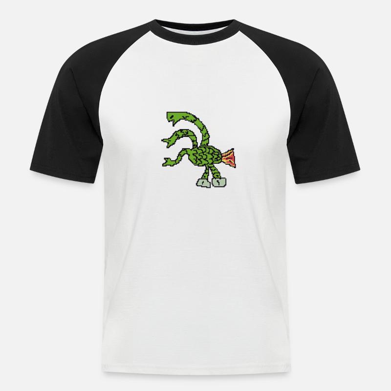 Trehöjd Hydra Pixelart - Kortärmad basebolltröja herr - vit/svart
