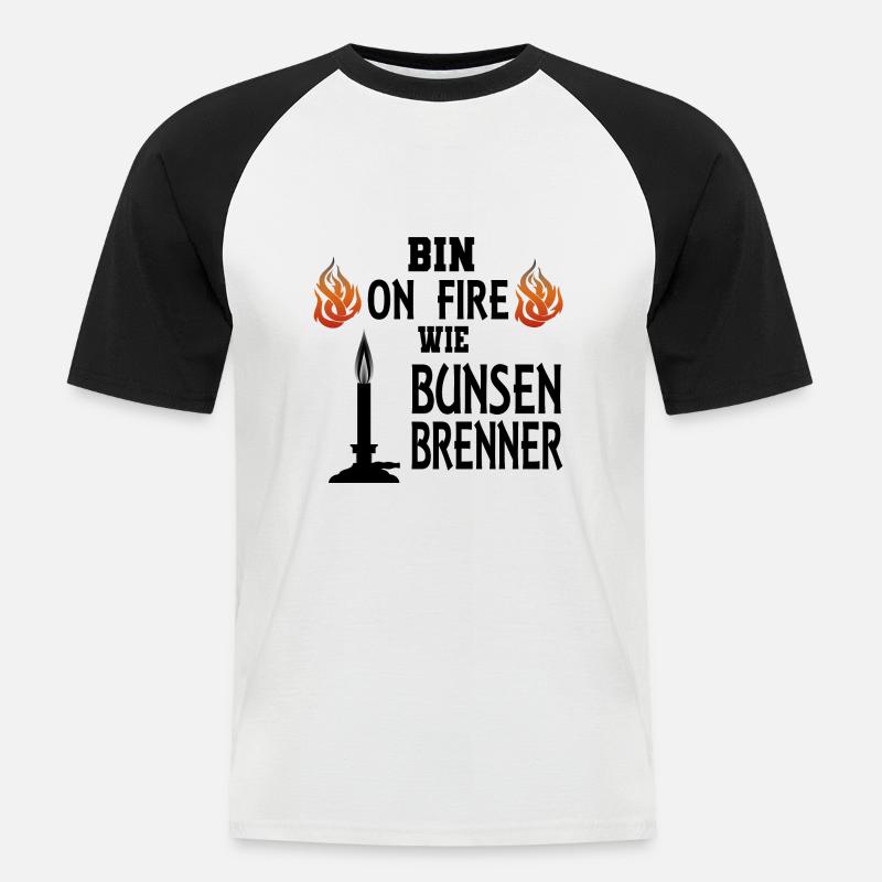 Chemiker Lehrer Bunsenbrenner Spruch Geschenkidee - Männer Baseball-T-Shirt - Weiß/Schwarz