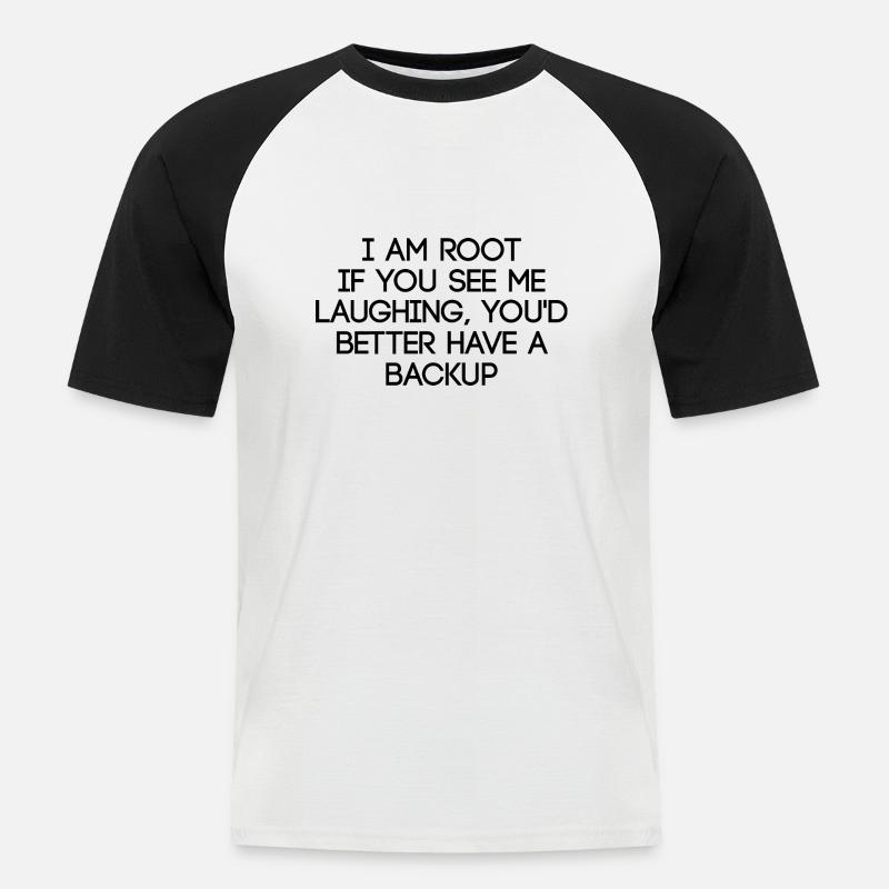 Admin Systemadministrator Root rechte - Männer Baseball-T-Shirt - Weiß/Schwarz