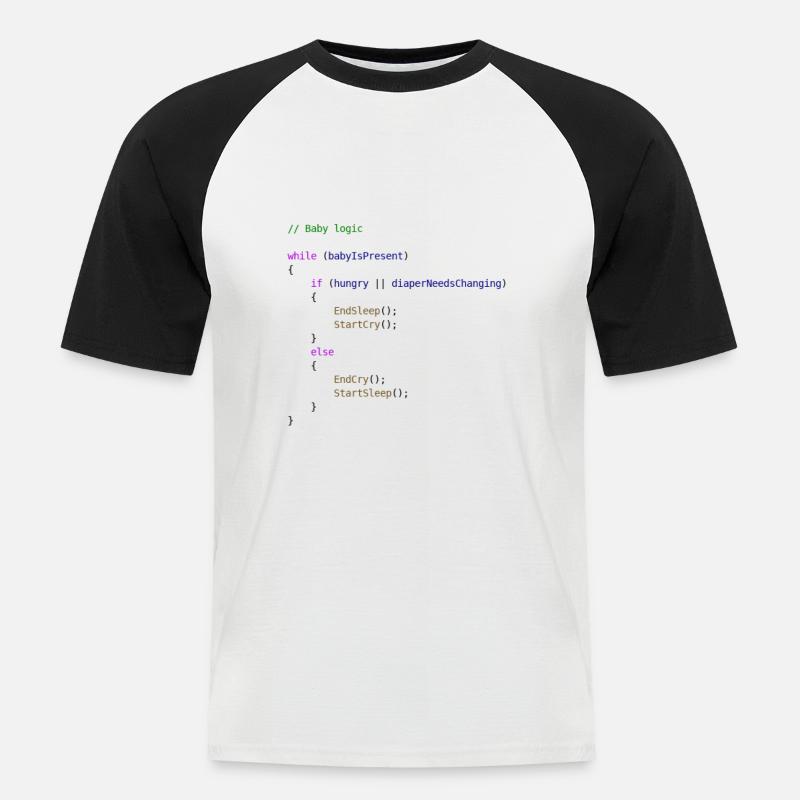 Baby logic Programmierer Geschenkidee - Männer Baseball-T-Shirt - Weiß/Schwarz