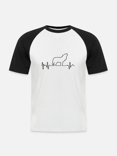 Wolf vector - Men's Baseball T-Shirt - white/black