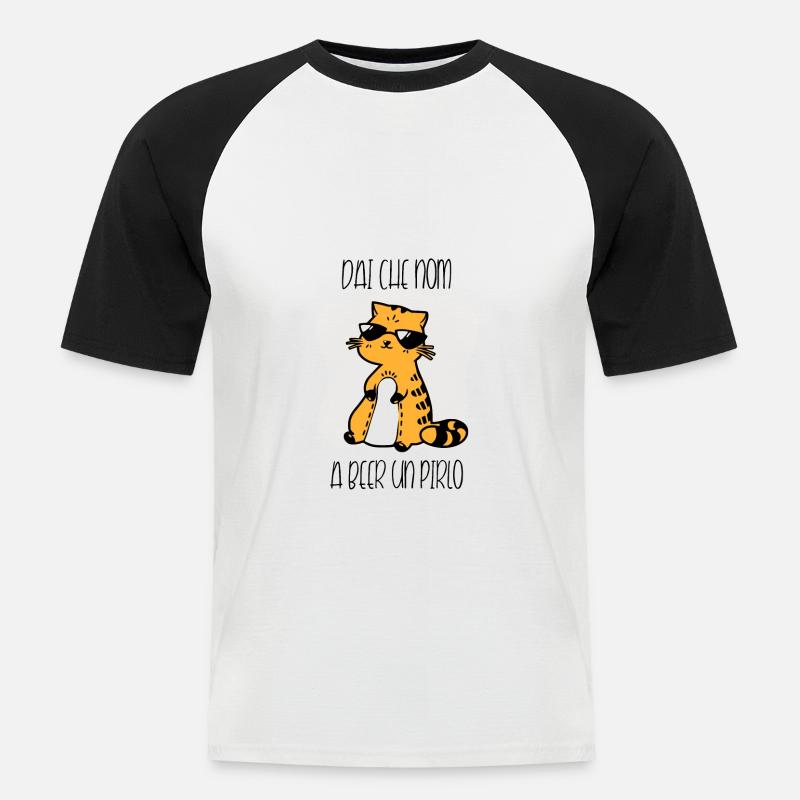 Dai che nom a beer un pirlo - Maglia da baseball a manica corta da uomo - bianco/nero