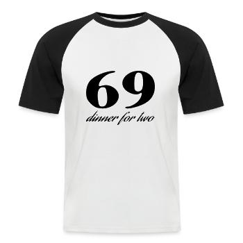 69 dinner for two - T-shirt baseball manches courtes Homme - blanc/noir - Devant - Nik (191cm)