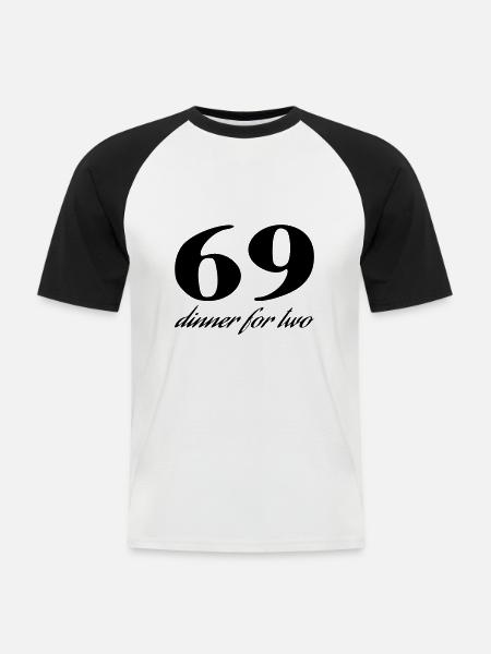 69 dinner for two - Männer Baseball-T-Shirt - Weiß/Schwarz