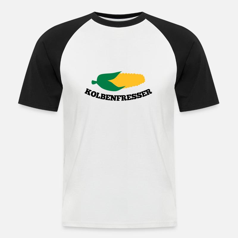 Kolbenfresser - Männer Baseball-T-Shirt - Weiß/Schwarz