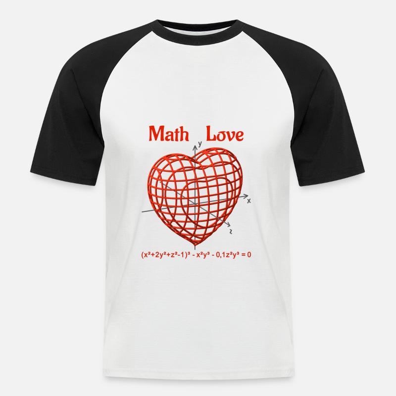Heart Function 3D – Math Love - Men's Baseball T-Shirt - white/black