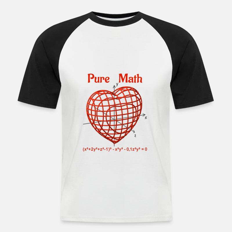 Heart Function 3D - Pure Math - Men's Baseball T-Shirt - white/black