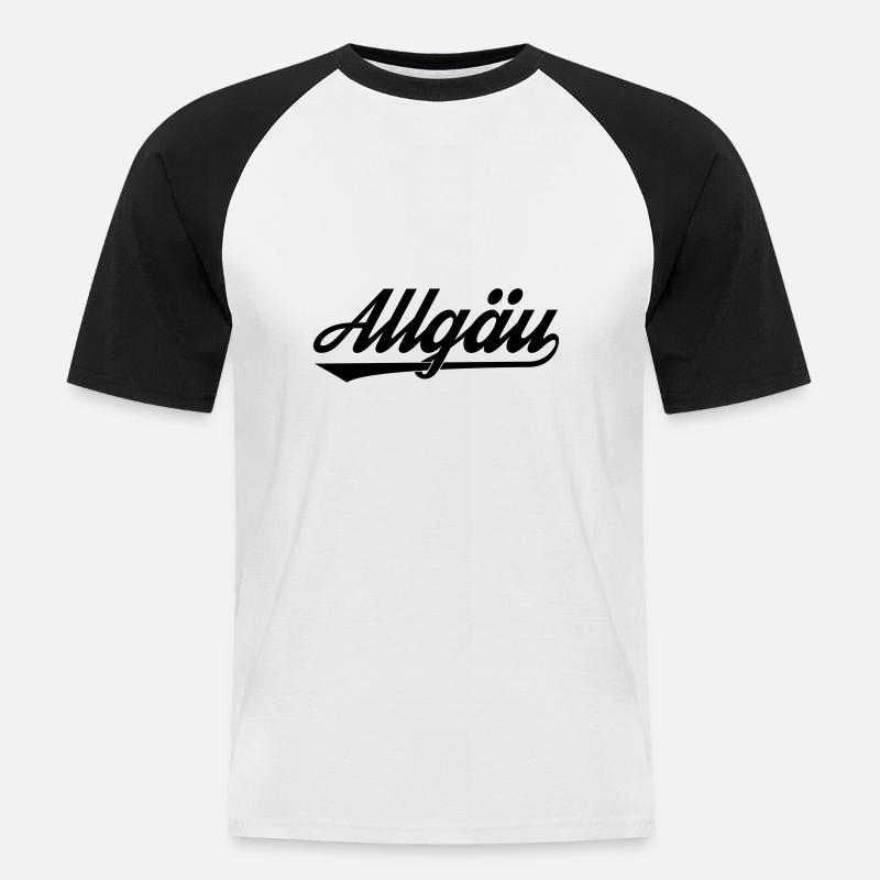 Allgäu - Männer Baseball-T-Shirt - Weiß/Schwarz