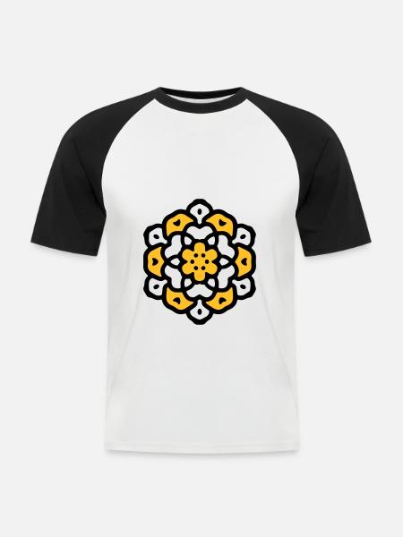 Flower Flower Mandala - Men's Baseball T-Shirt - white/black