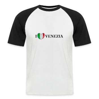 I LOVE VENEZIA Idée cadeau Venise Venise - T-shirt baseball manches courtes Homme - blanc/noir - Devant - Nik (191cm)