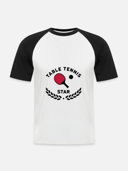 Table tennis star (laurel wreath) - Men's Baseball T-Shirt - white/black